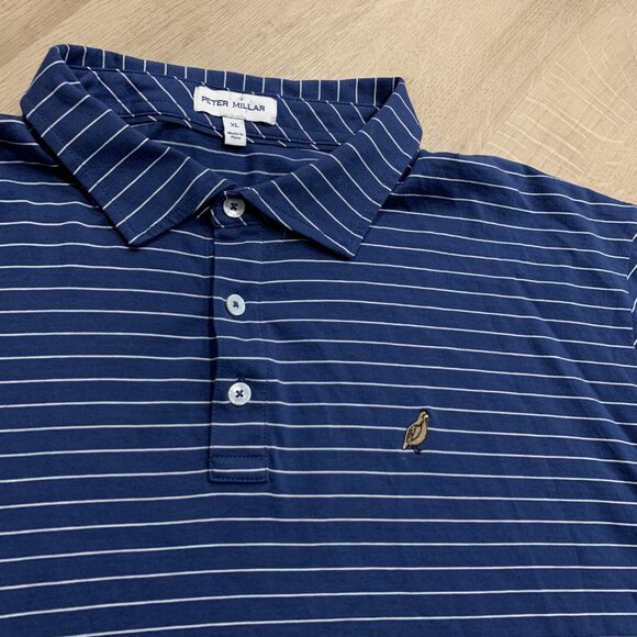 Peter Millar Polo Shirt Men's XL Blue Striped Pima Cotton Golf Hyannisport Club - Picture 2 of 8
